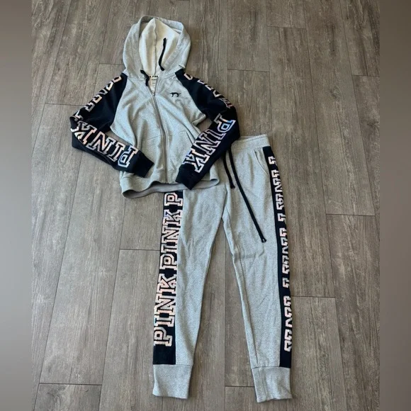 PINK Victoria's Secret luxurious limited edition Gray and Black Tracksuit